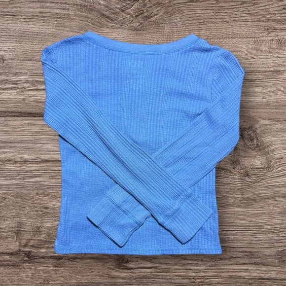SO Girls Blue Waffle Knit Long Sleeve Top 7 - Picture 5 of 5
